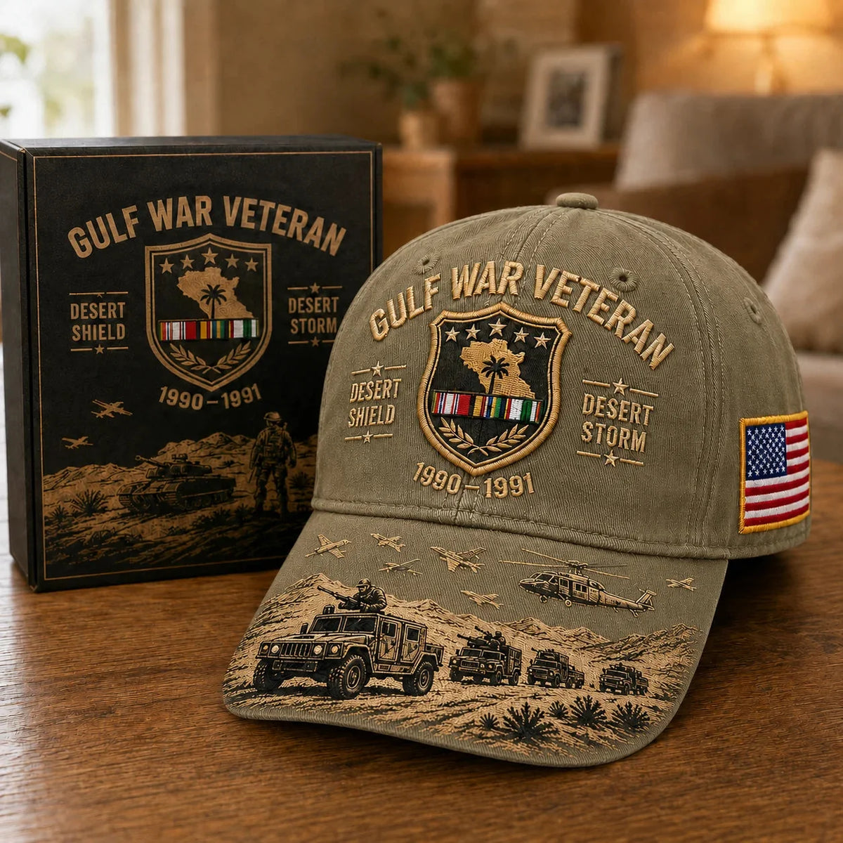 DesertValor – Gulf War Desert Storm Shield Veteran Cap