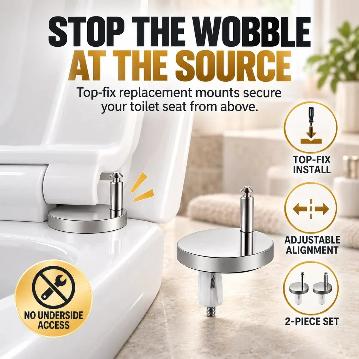 BoltOra – Top-Fix Toilet Seat Hinge Replacement Kit