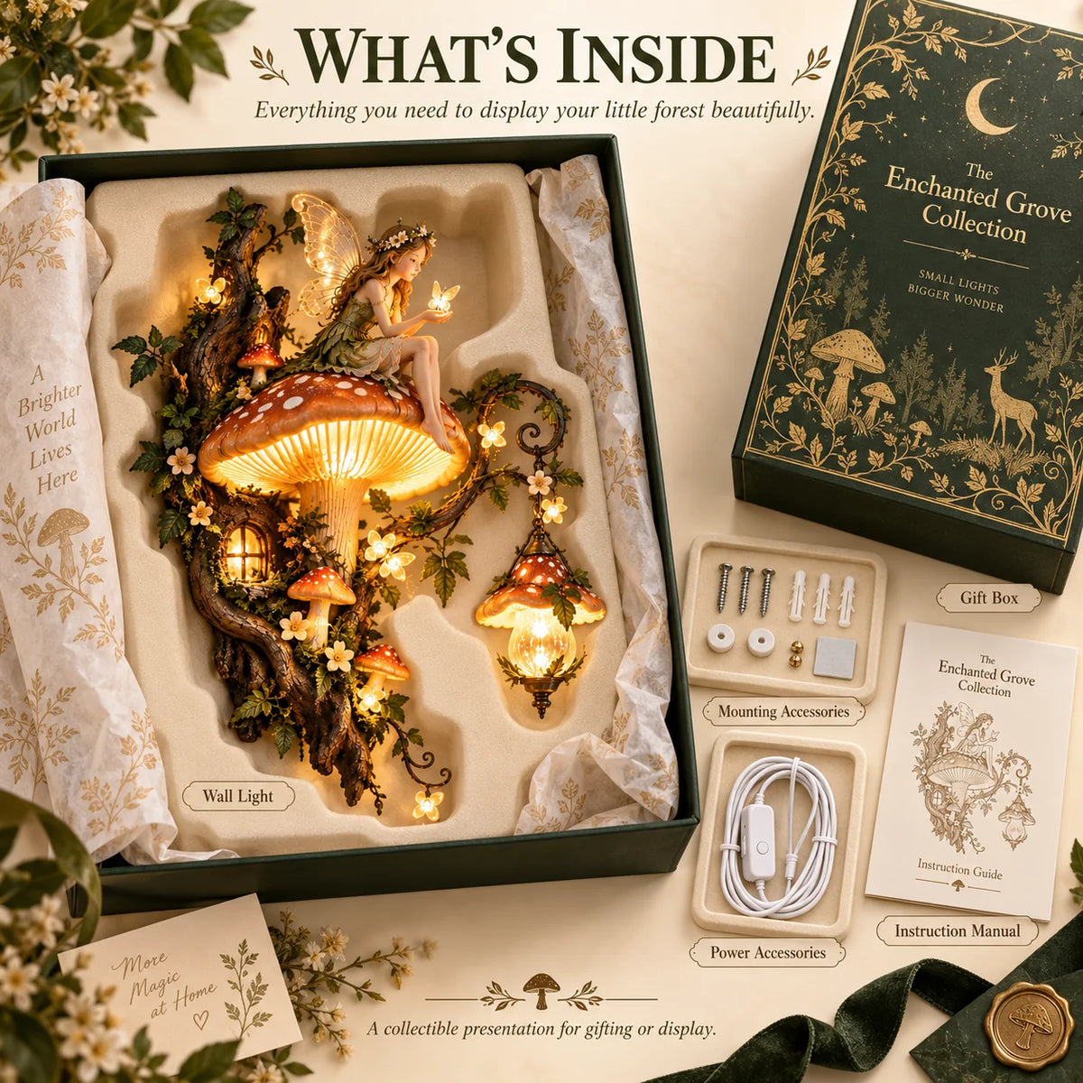 MystiGrove – Enchanted Mushroom Fairy Wall Light