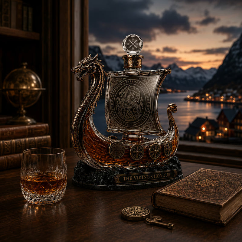 NorseLegacy – Crystal Dragon Ship Whiskey Decanter