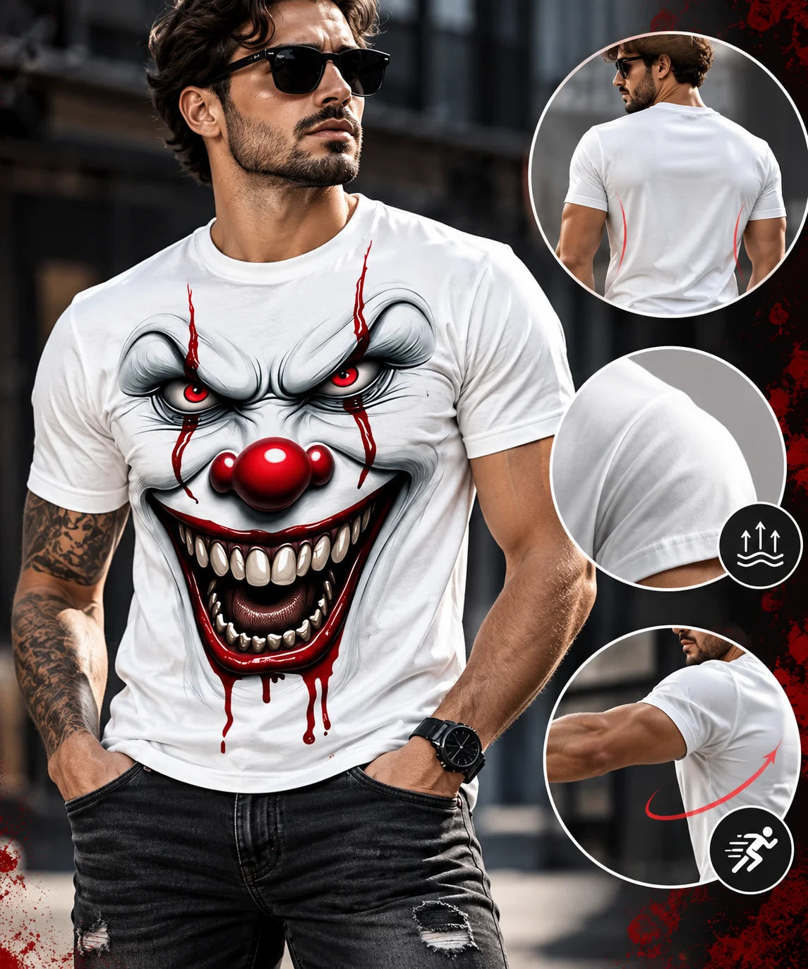 GrimVale – Men’s Horror Clown Graphic T-Shirt