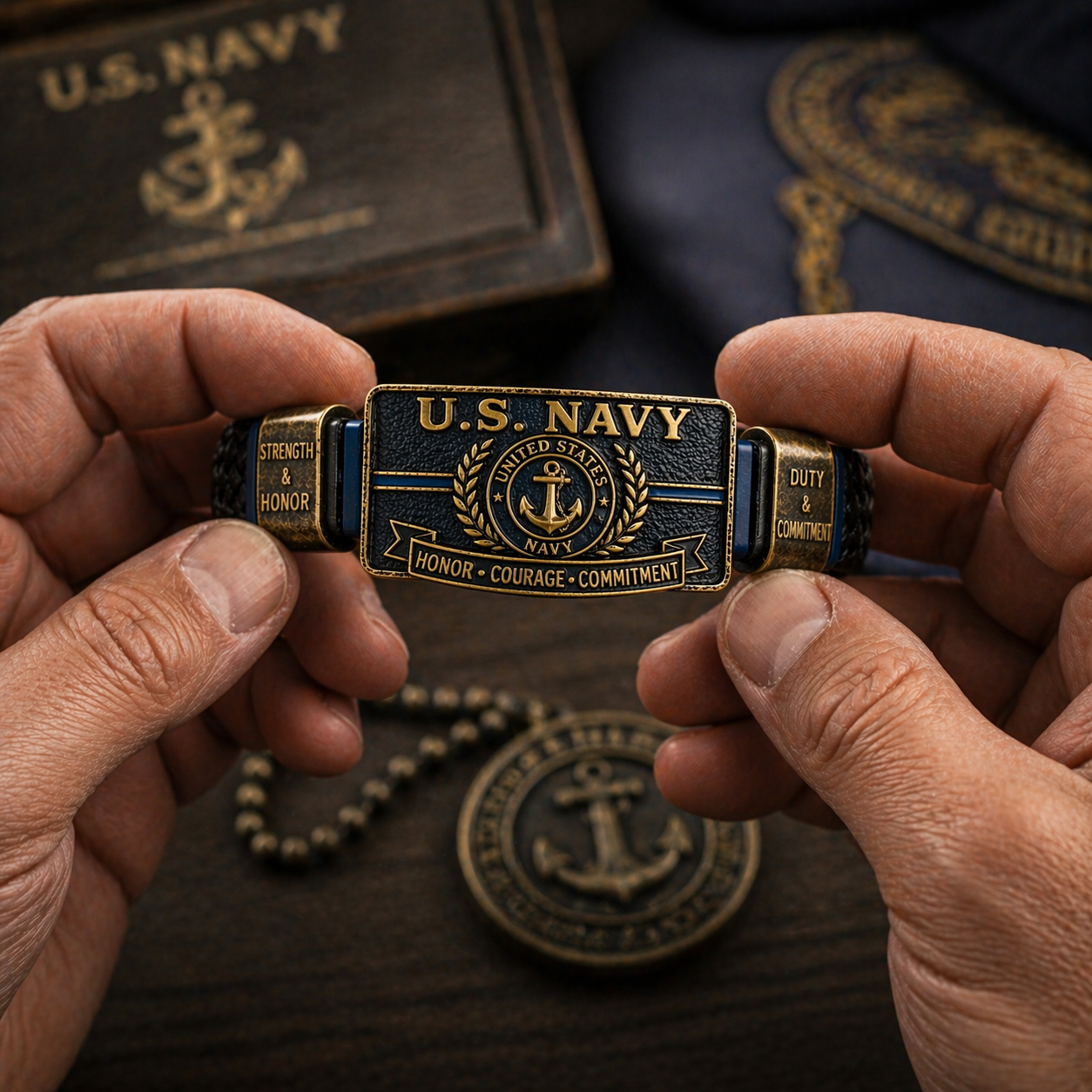 U.S. NAVY “Honor • Courage • Commitment” Bracelet