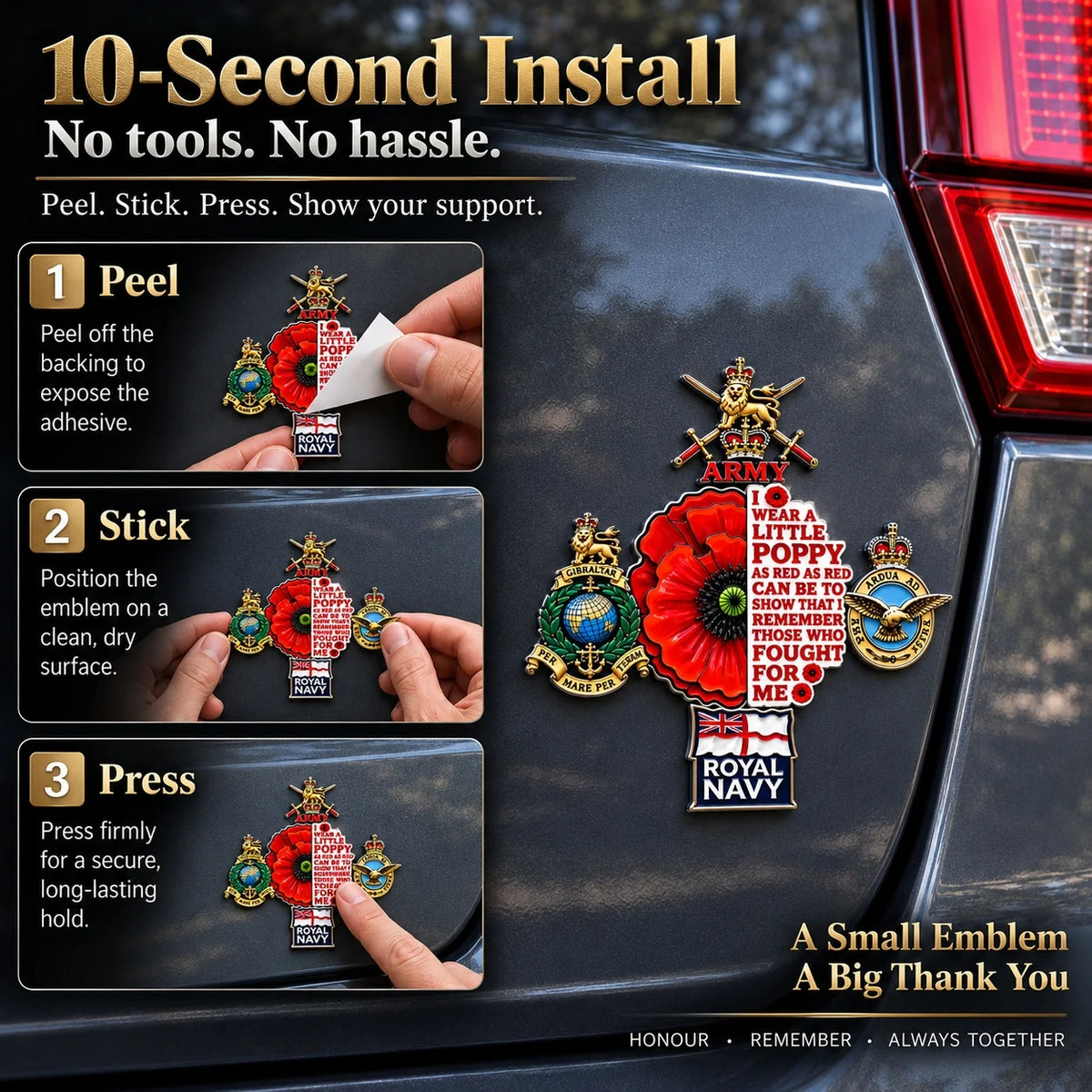 RemembranceDrive – British Armed Forces Poppy Car Emblem