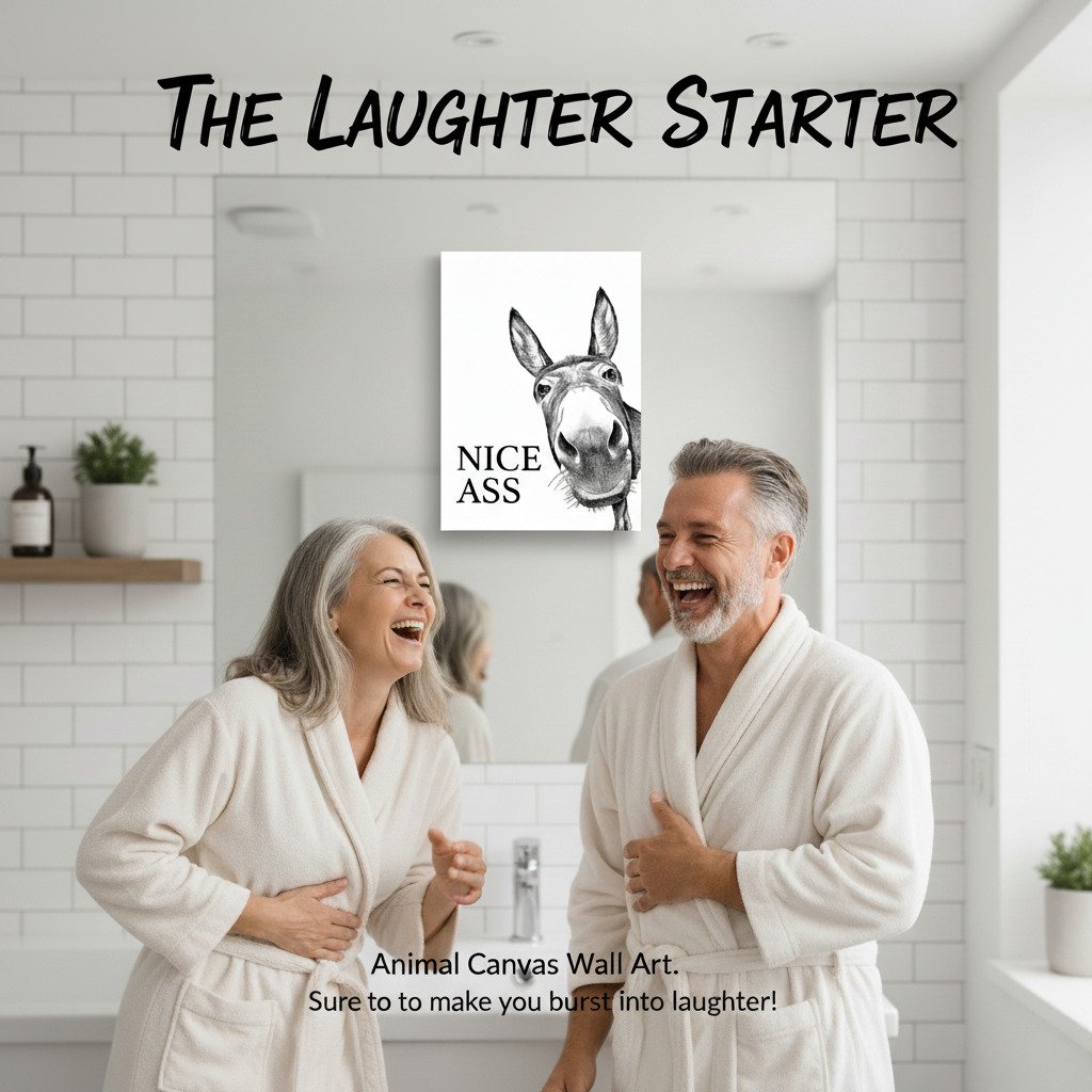 📢Limited-time 50% OFF🏡✨Funny Bathroom Wall Art - "Nice Ass" Donkey Print