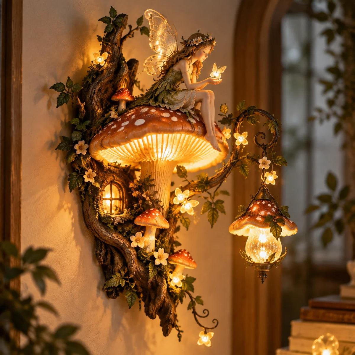 MystiGrove – Enchanted Mushroom Fairy Wall Light