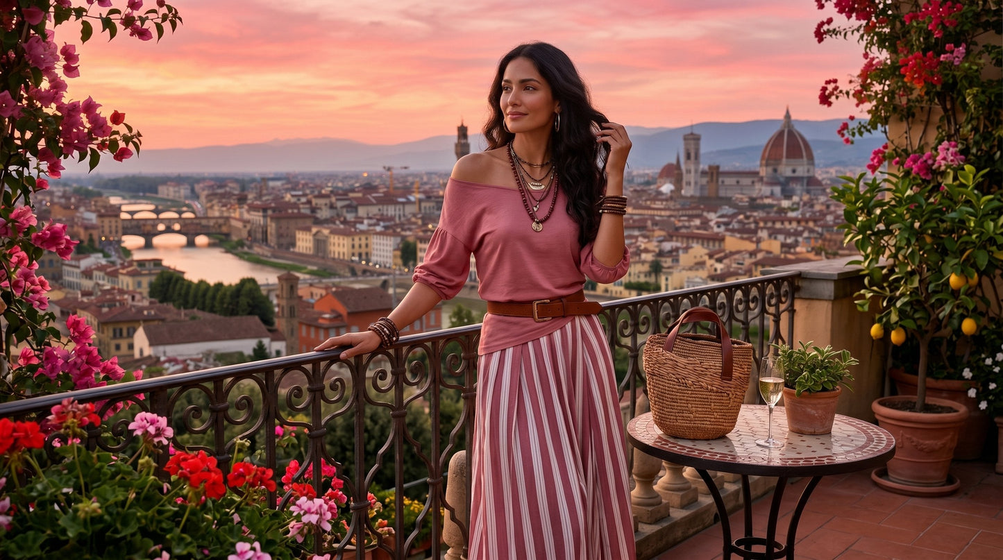 Effortless Striped Maxi Skirt Set