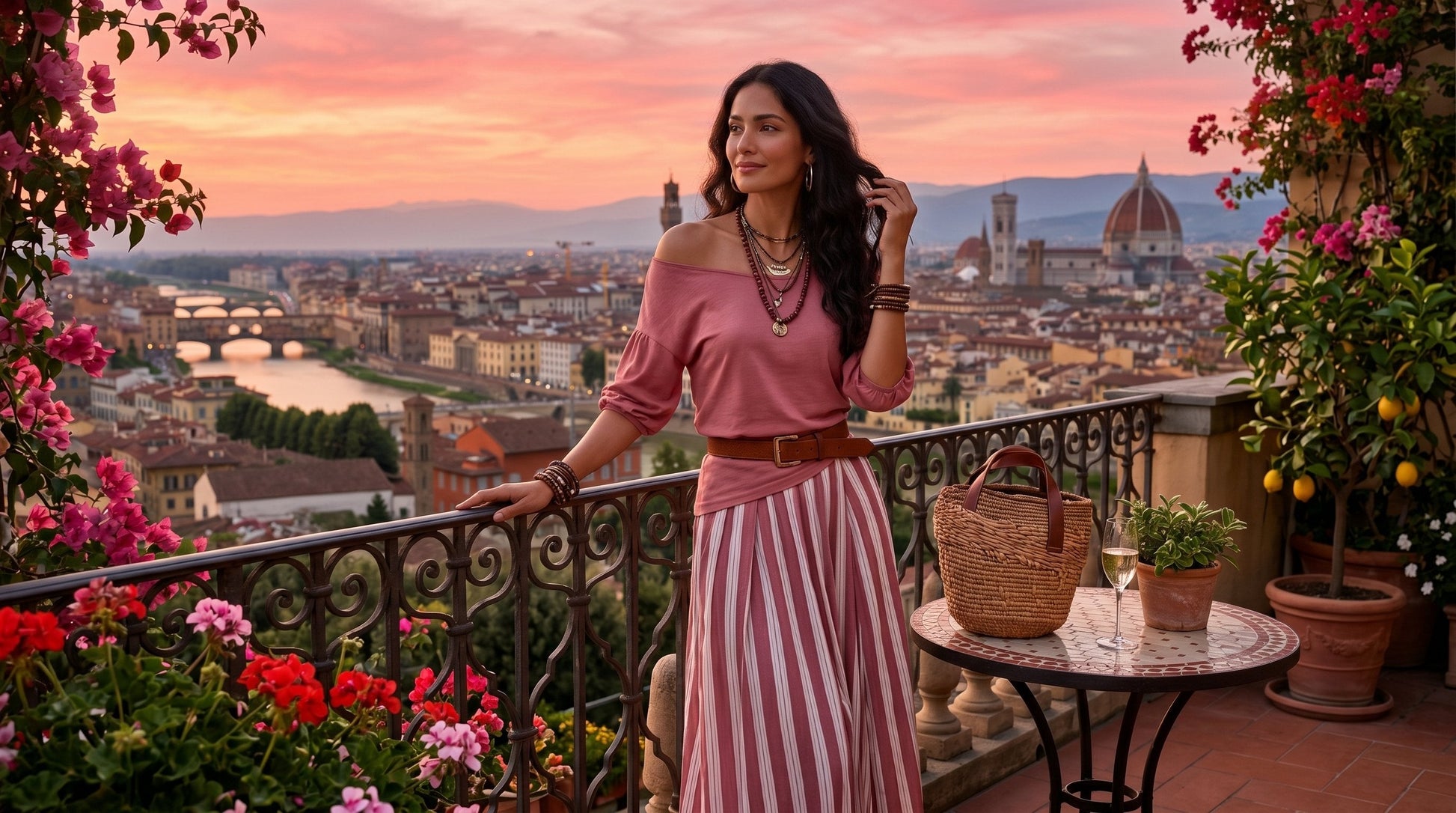 Effortless Striped Maxi Skirt Set