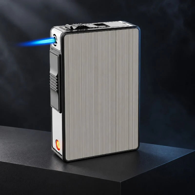 DualSpark – 3-in-1 Cigarette Case & Dual-Ignition Lighter