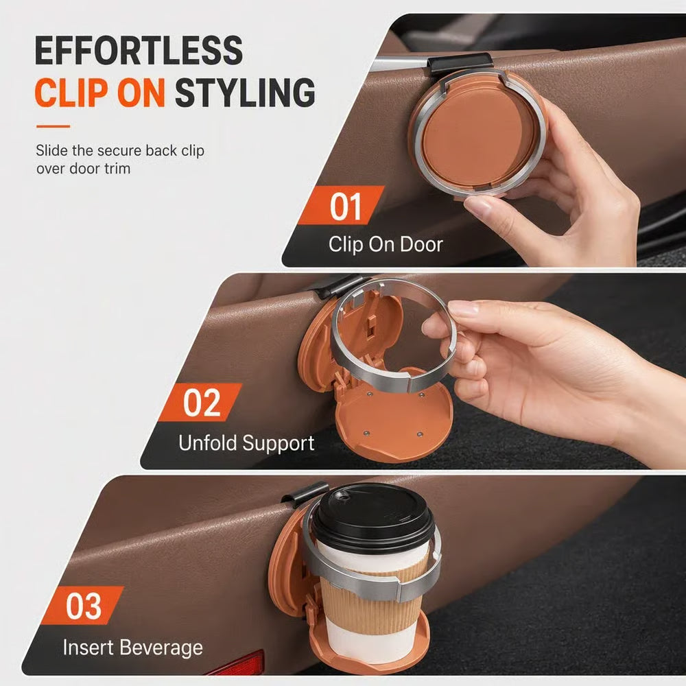 LuxeRide – Foldable Car Cup & Phone Holder