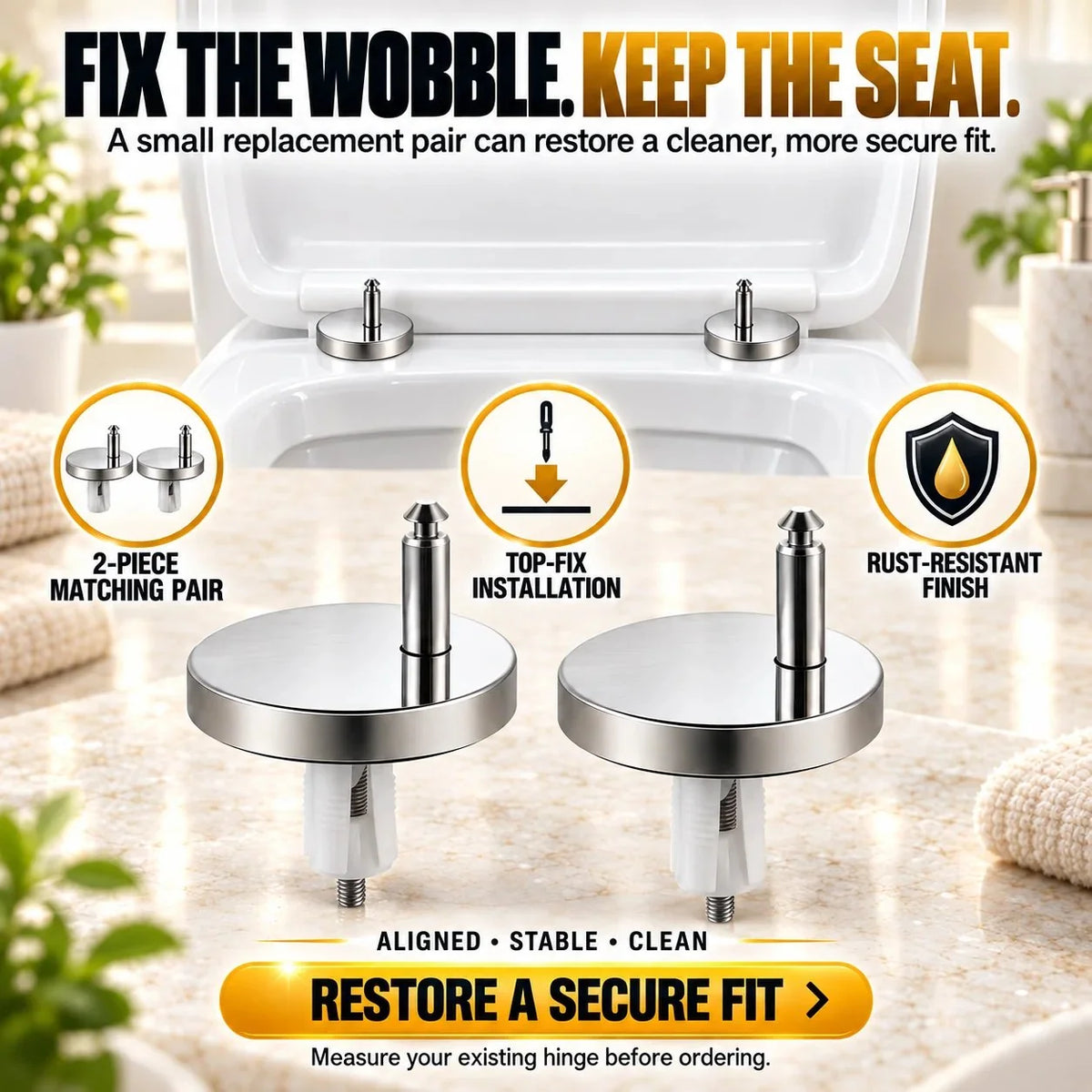 BoltOra – Top-Fix Toilet Seat Hinge Replacement Kit