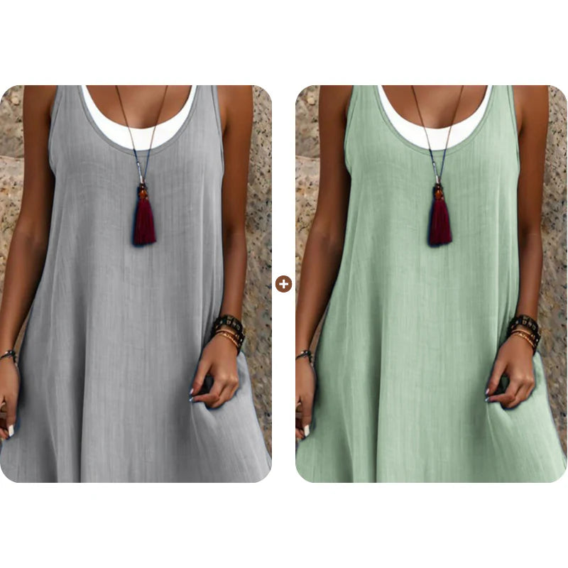 ChicLayer – Sleeveless Fake 2-Piece Dress