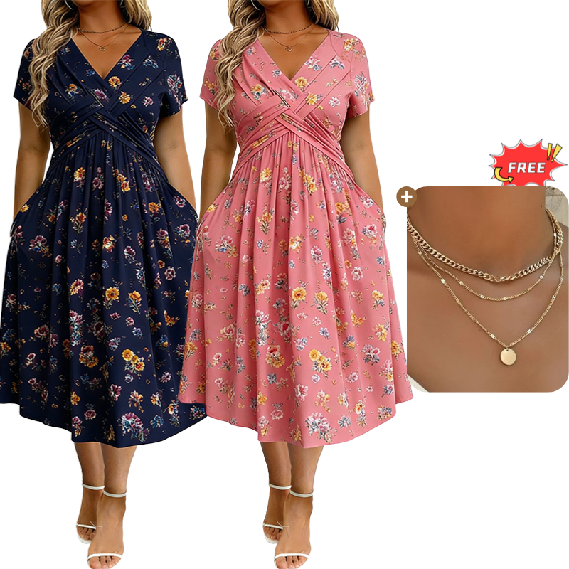 PetalGrace – Floral Twist-Waist Maxi Dress