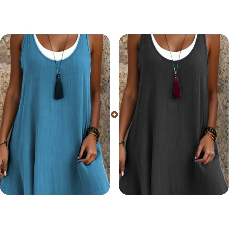 ChicLayer – Sleeveless Fake 2-Piece Dress
