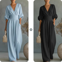 ElanVera – V-Neck High-Waisted WideLeg Jumpsuit
