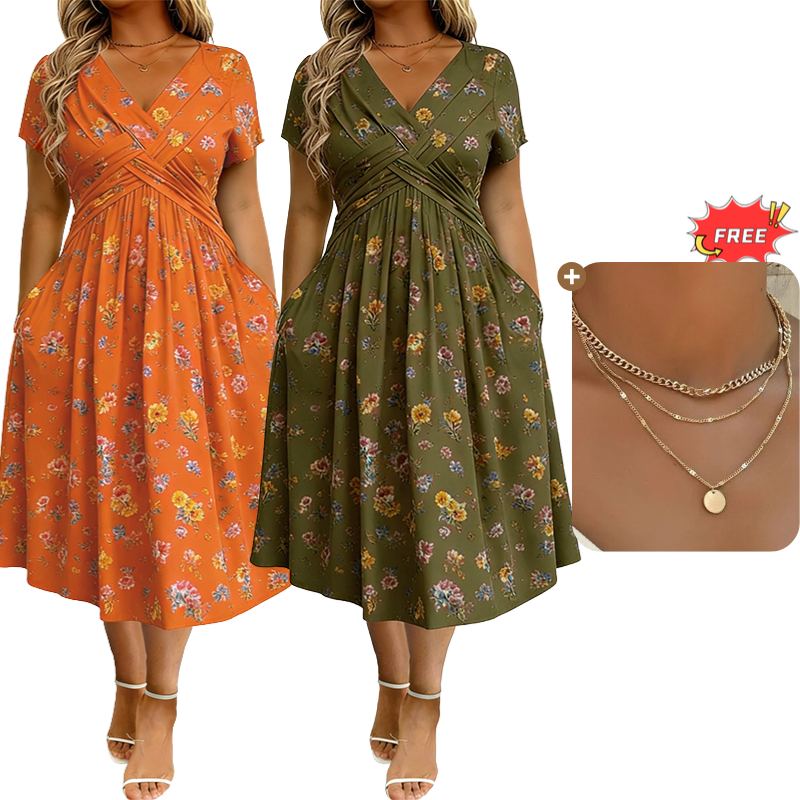 PetalGrace – Floral Twist-Waist Maxi Dress