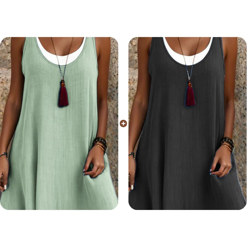 ChicLayer – Sleeveless Fake 2-Piece Dress
