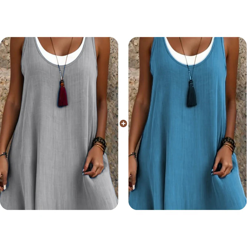 ChicLayer – Sleeveless Fake 2-Piece Dress