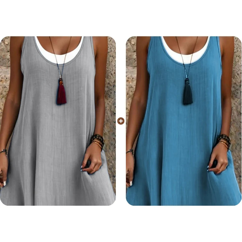 LunaDrape – Chic Layered Sleeveless Women's Dress