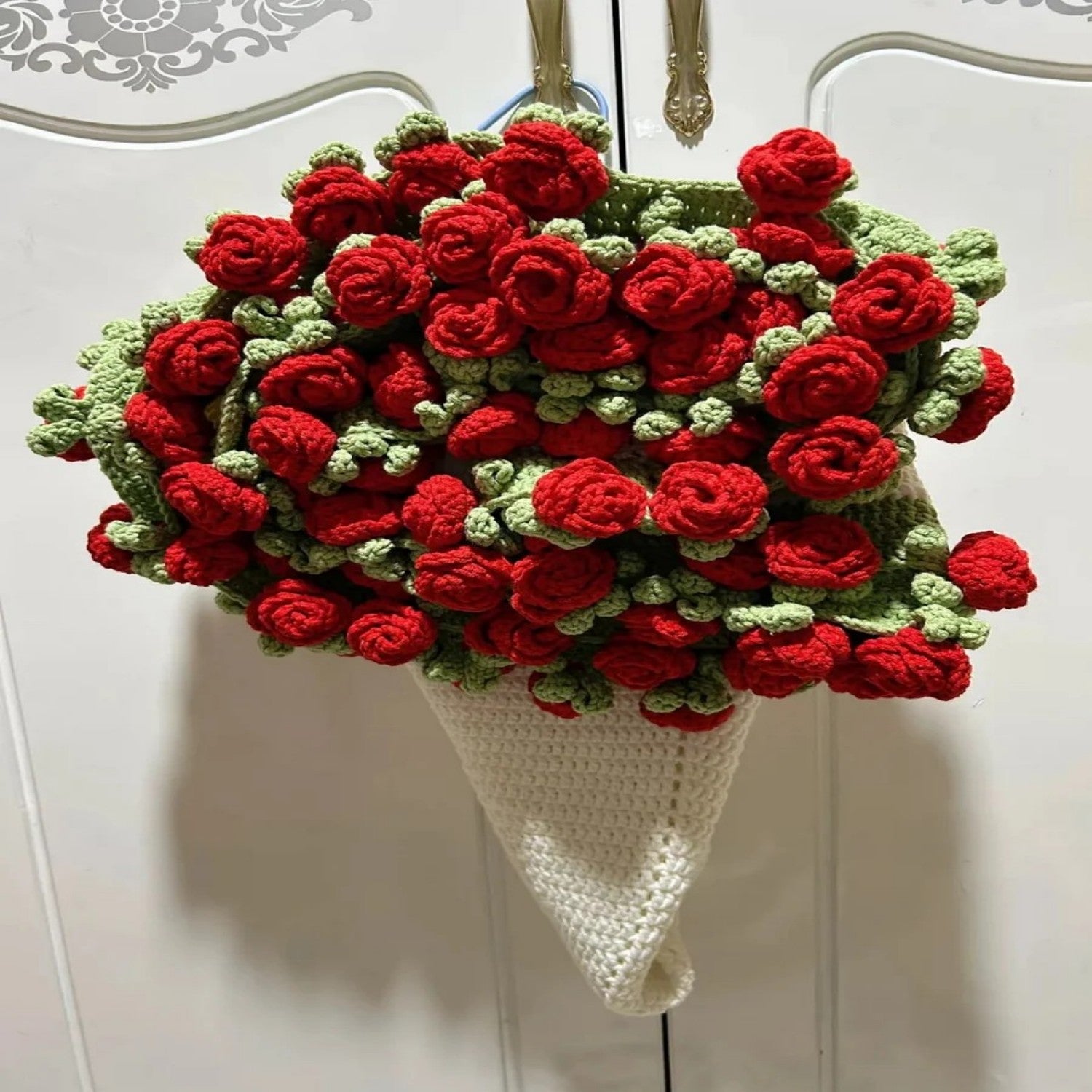 Hand-Knitted Rose Blanket