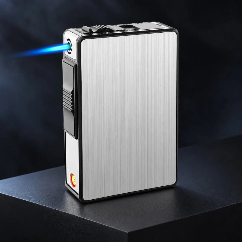 DualSpark – 3-in-1 Cigarette Case & Dual-Ignition Lighter