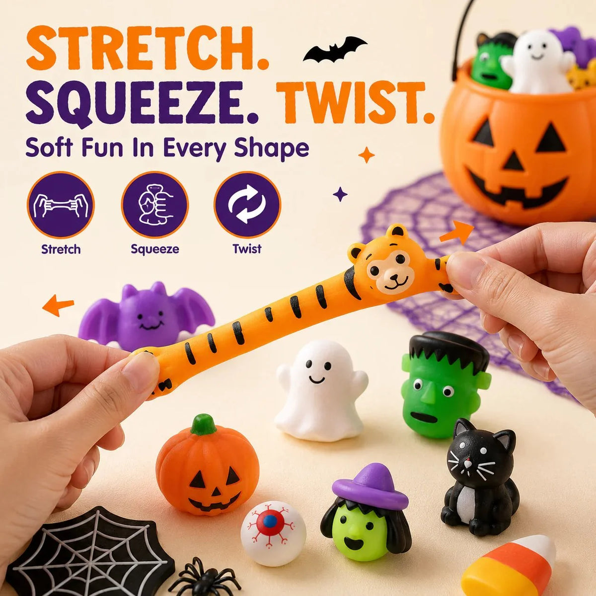 SpookJoy – 30-Piece Halloween Mochi Squishy Toy Set