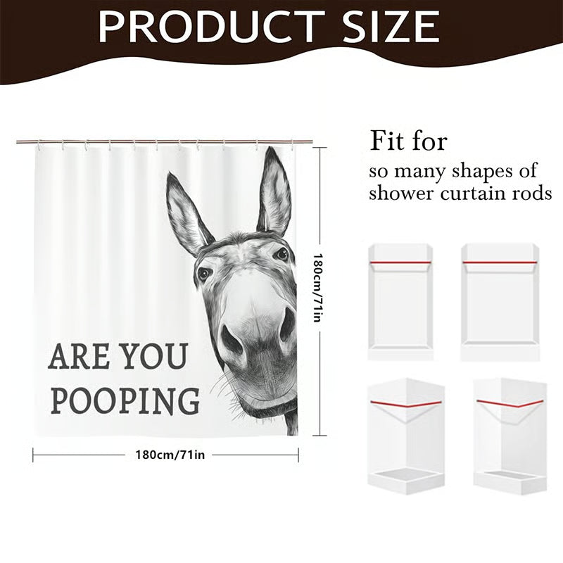 "Are You Pooping?" Donkey Shower Curtain