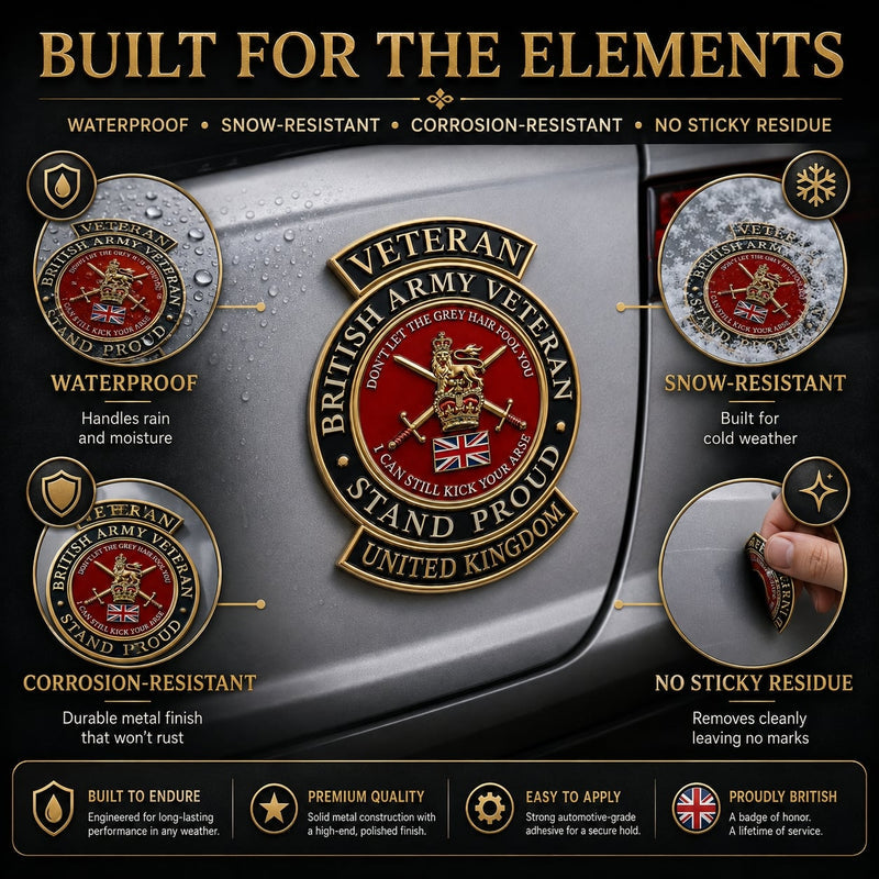 VeteranCrest – British Army “Stand Proud” Tribute Metal Car Emblem