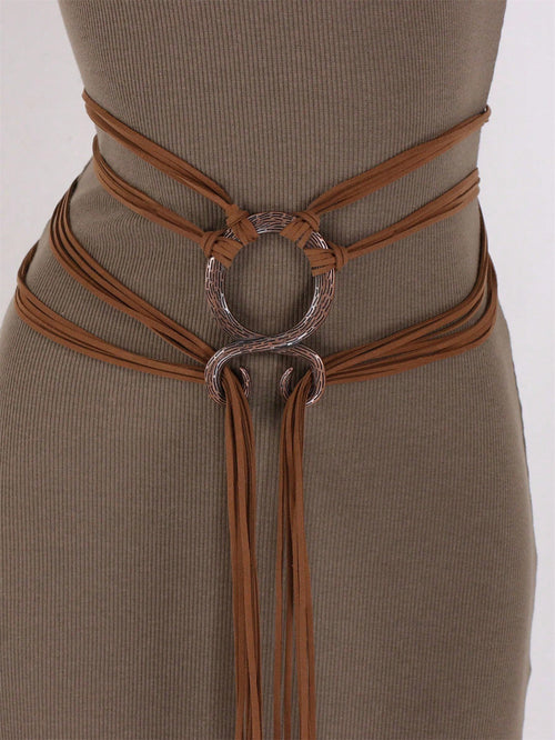 🔥Medieval Viking Braided Leather Belt Set, with Ring Buckle &amp; Tassel Decorations