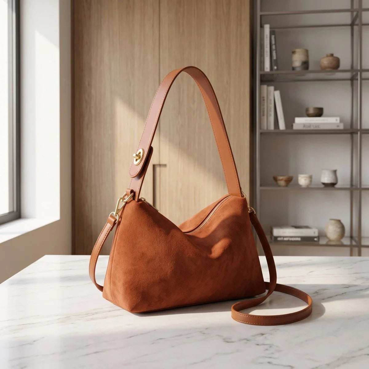 Vintara – Women’s Timeless Suede Boston Bag