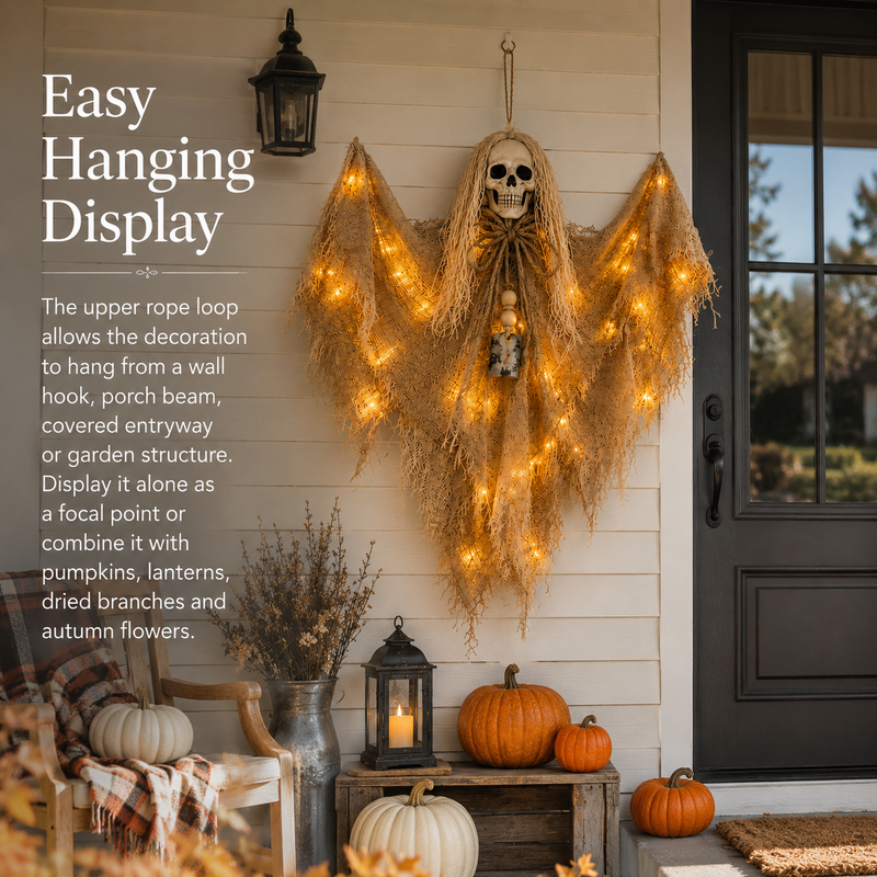 HauntWing – Rustic Skeleton Ghost Light Decoration