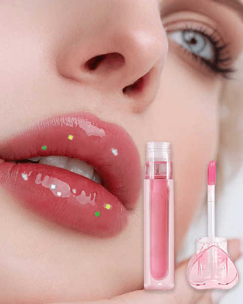 4pc Heart Charm Lip Gloss Stick for Girls - Glossy Fruity Lip Set