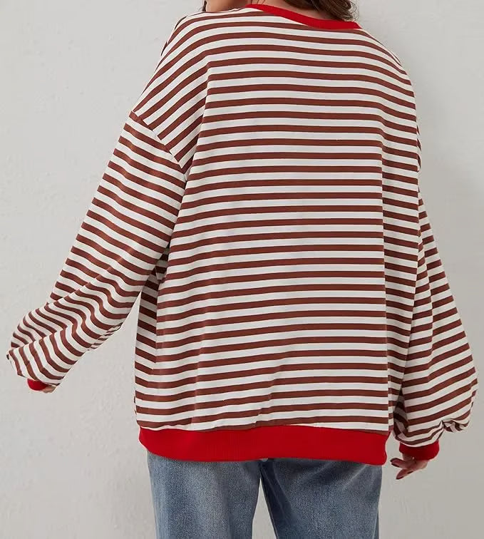 StripeAura – Women’s Color Block Striped Sweatshirt