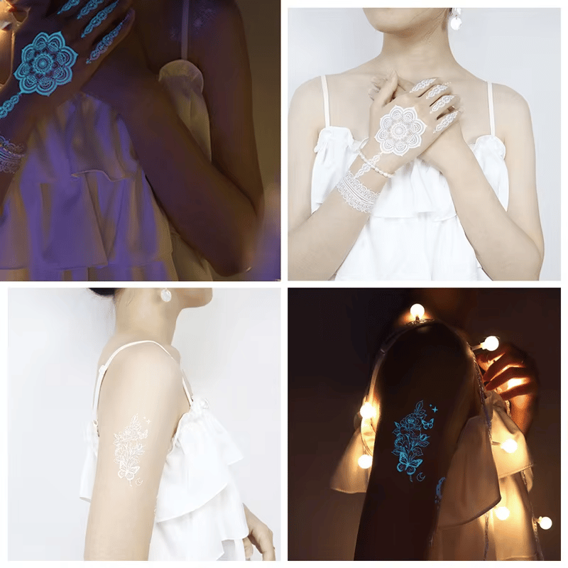 NeonFlutter – Luminous Butterfly Temporary Tattoo Stickers