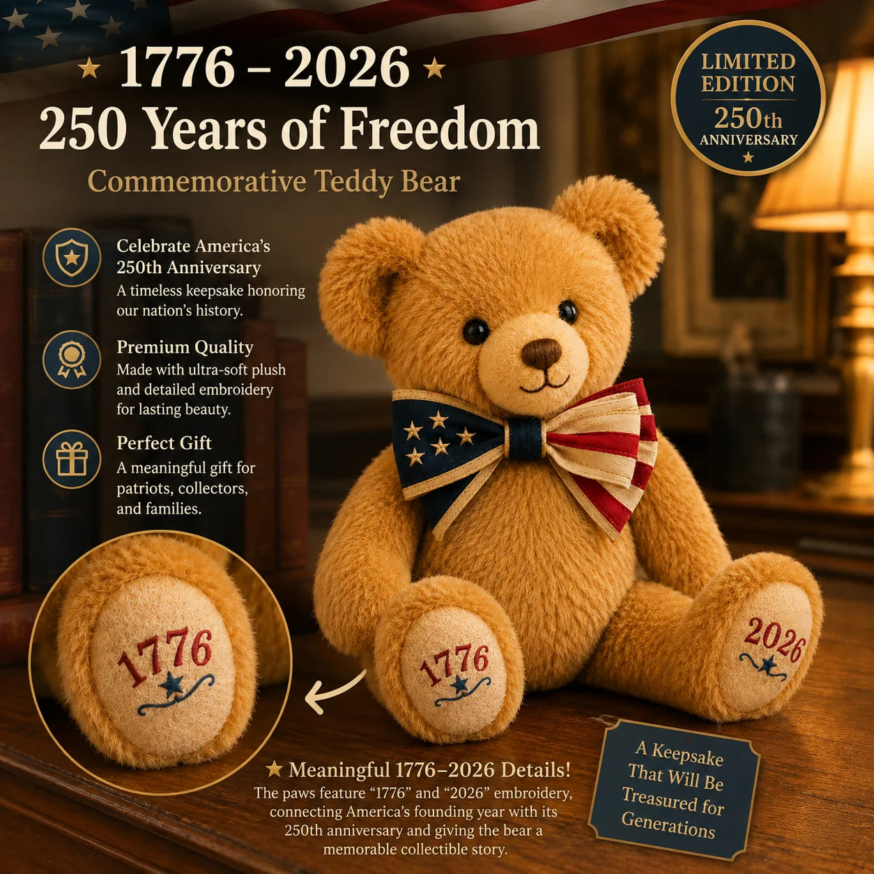 LibertyBear – 250th Anniversary Patriotic Teddy Bear