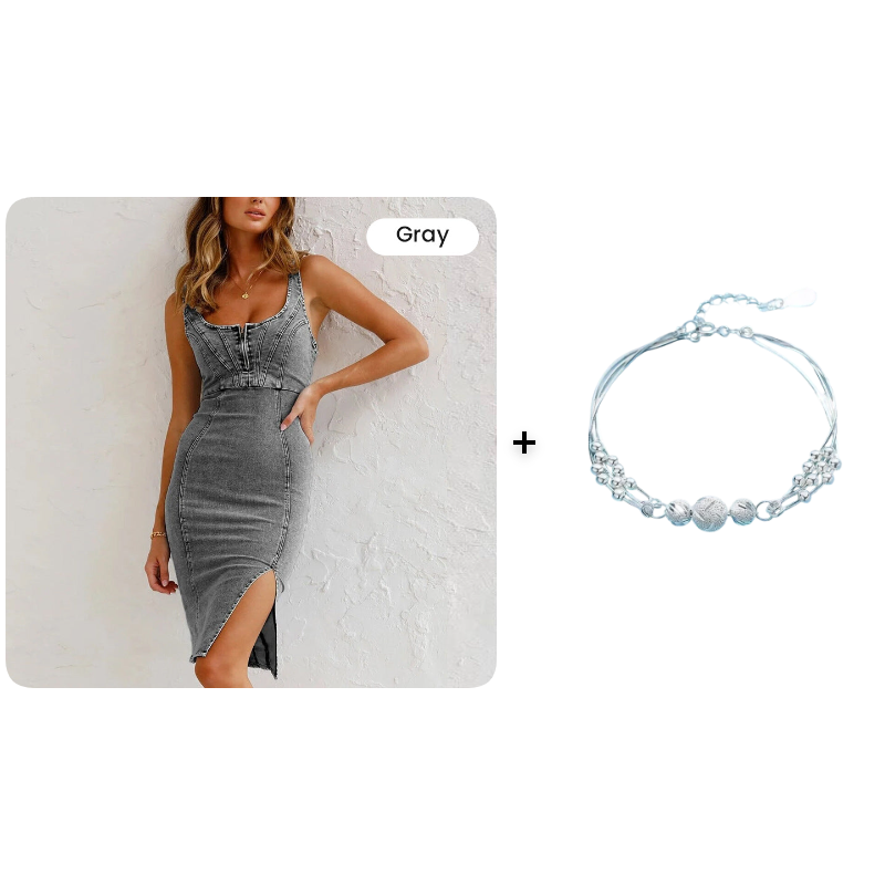 ChicCurve – Elegant Slim Fit Denim Dress