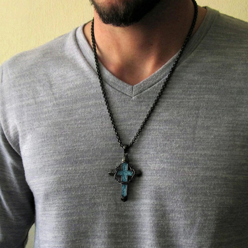 FaithStone – Turquoise Cross Necklace