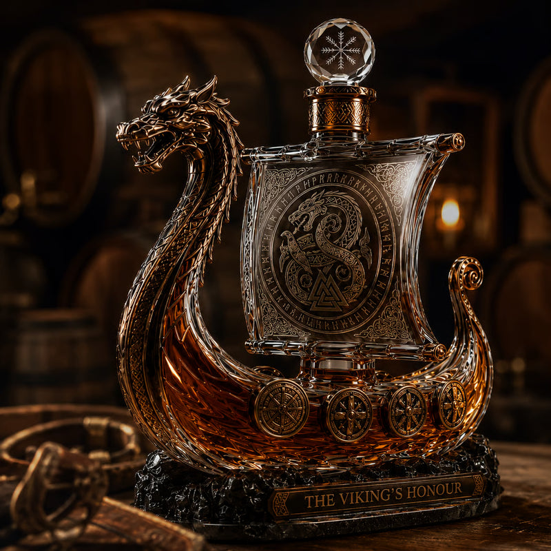 NorseLegacy – Crystal Dragon Ship Whiskey Decanter