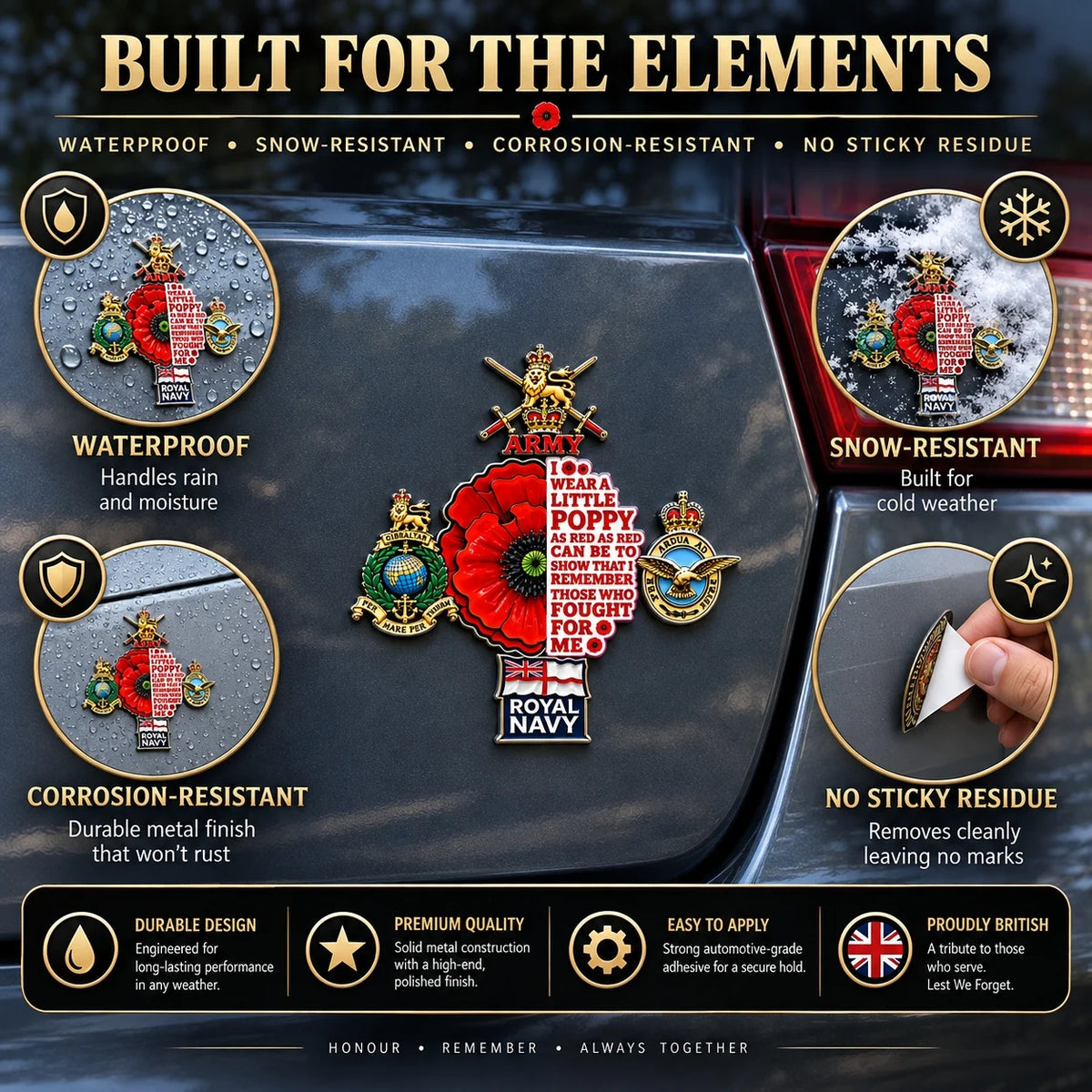 RemembranceDrive – British Armed Forces Poppy Car Emblem