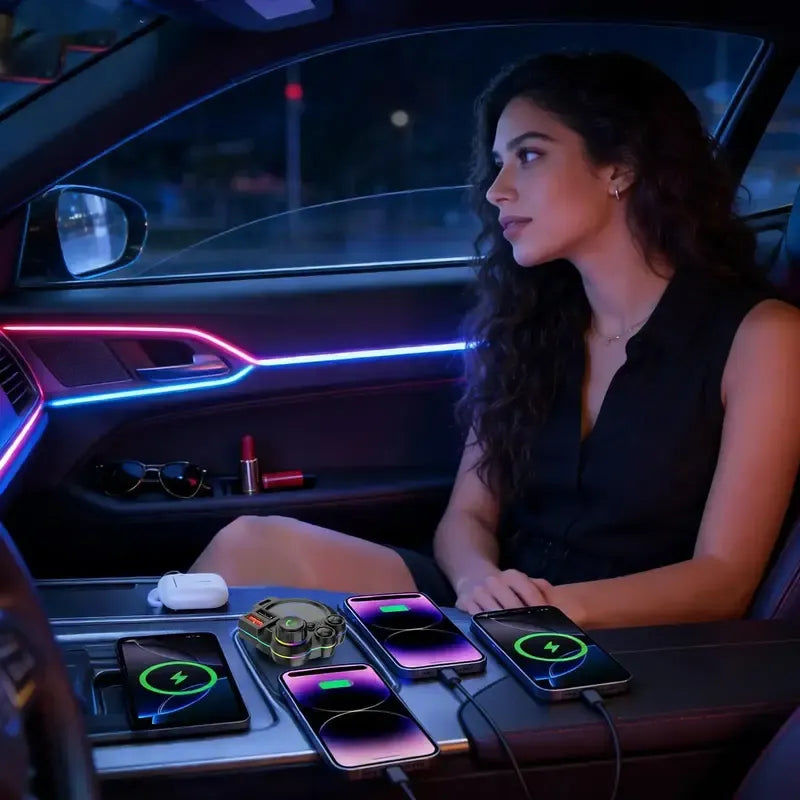 AutoPulse – Wireless Car Audio & Charging Adapter with RGB lights