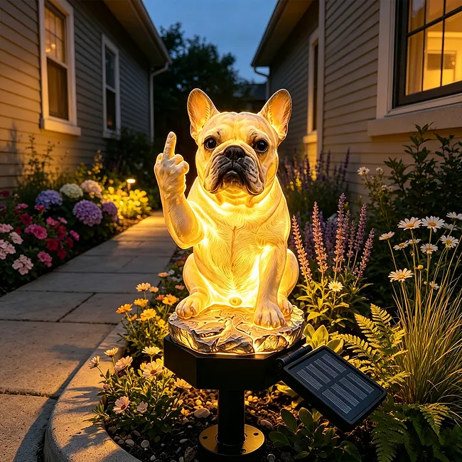 FrenchGlow – Solar French Bulldog Garden Statue