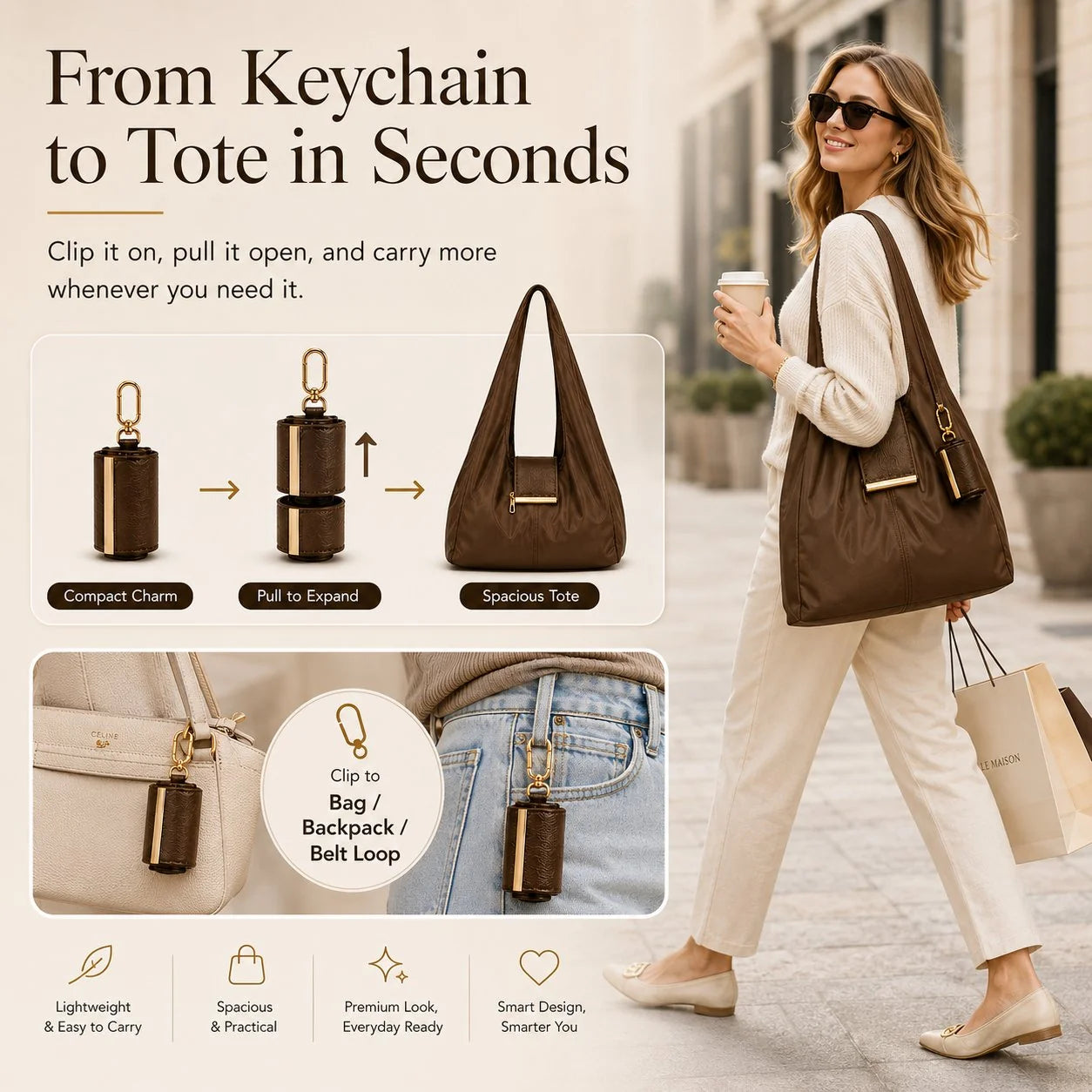 LuxeFold – Stylish 2-in-1 Convertible Carry Bag