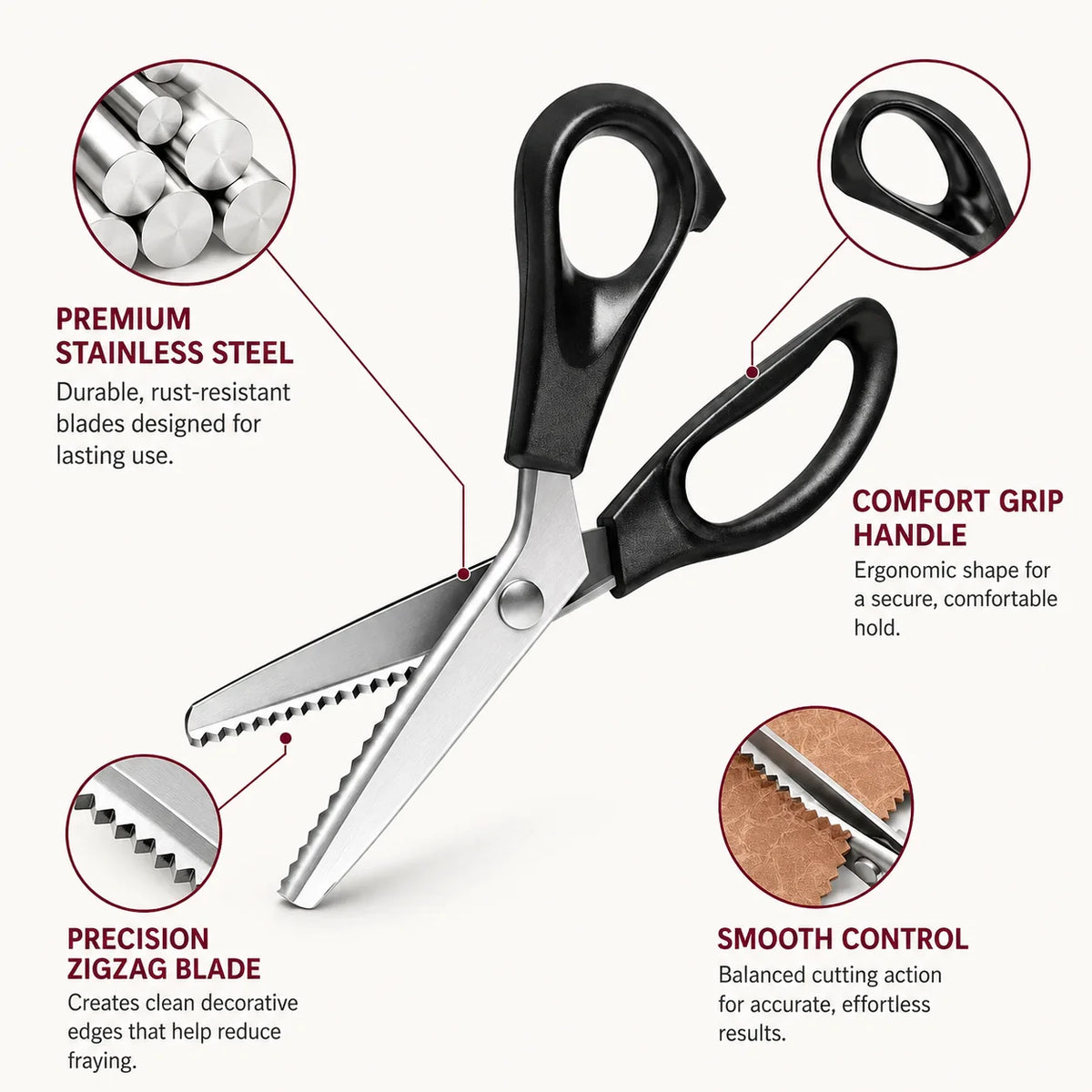 CutLoom – Stainless Steel Zig Zag Sewing Scissors