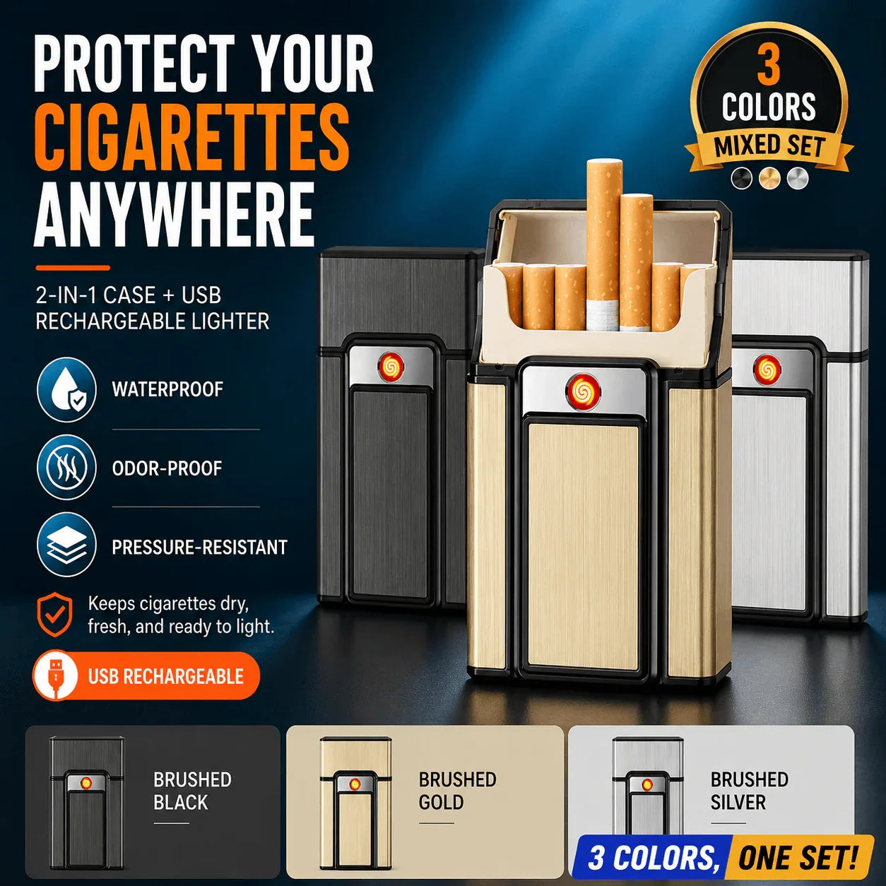 IgniteCase – 2 In 1 Cigarette Holder with USB Rechargeable Lighter