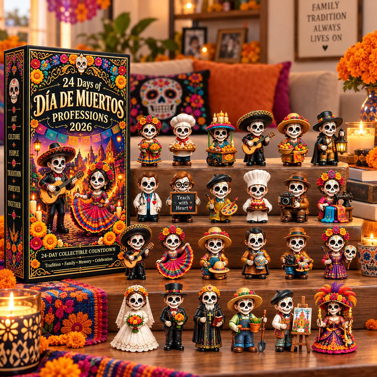 HeritageViva – 24 Unique Calavera Miniatures Countdown