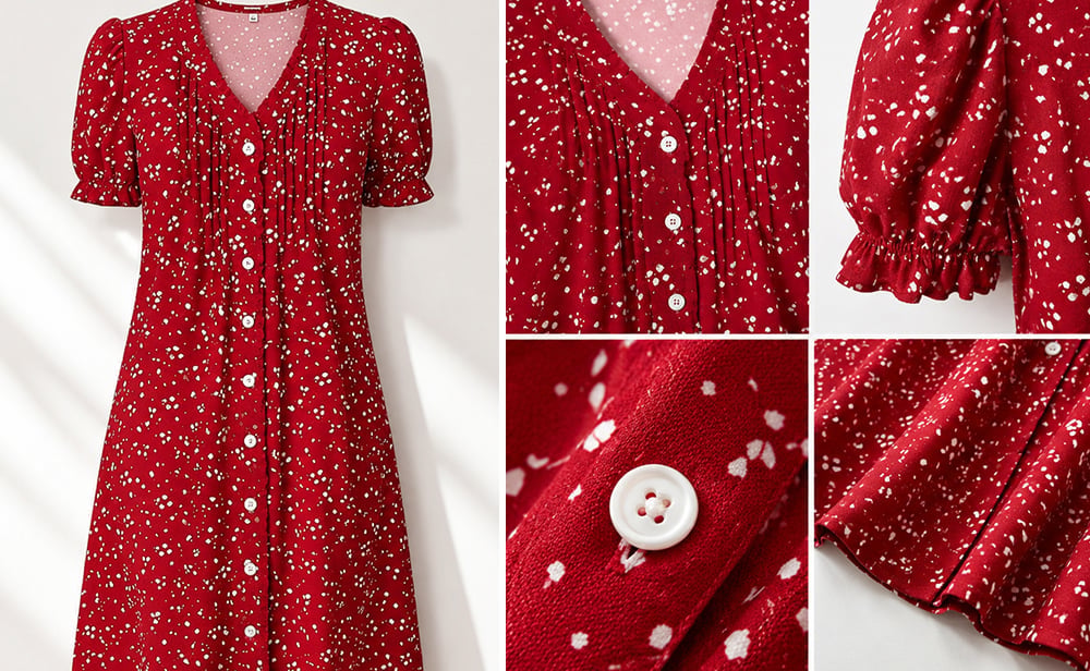 Floral V-Neck Button-Front Dress