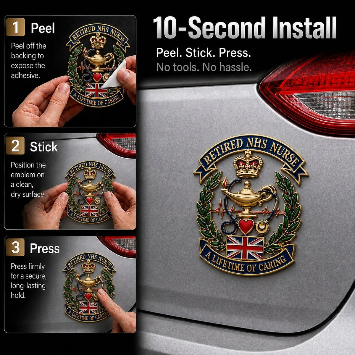 NurseCrest – British Retired Nurse Tribute Car Emblem