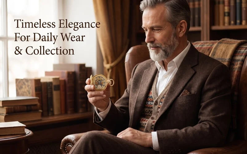 HeritageTime – Gold-Plated Mechanical Pocket Watch