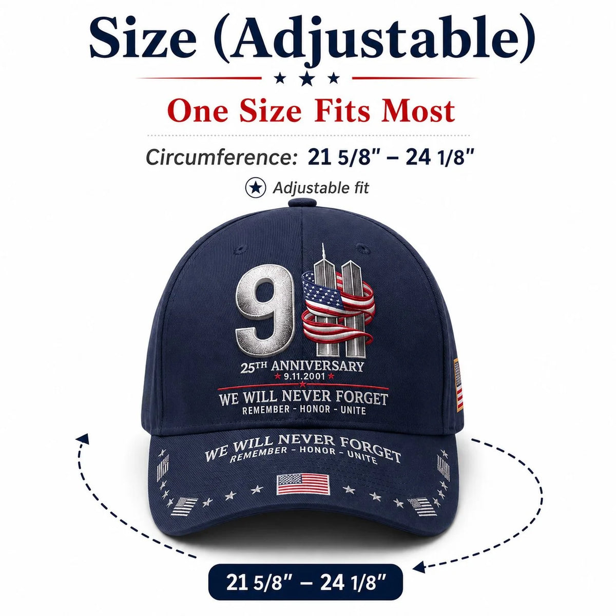 HonorCrest – 9/11 25th Anniversary Memorial Baseball Cap