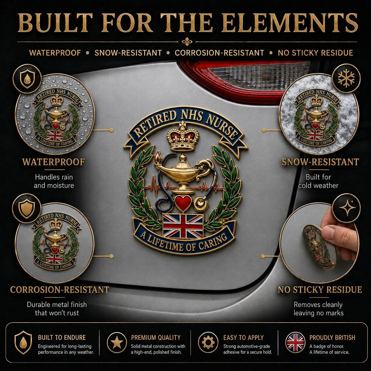 NurseCrest – British Retired Nurse Tribute Car Emblem