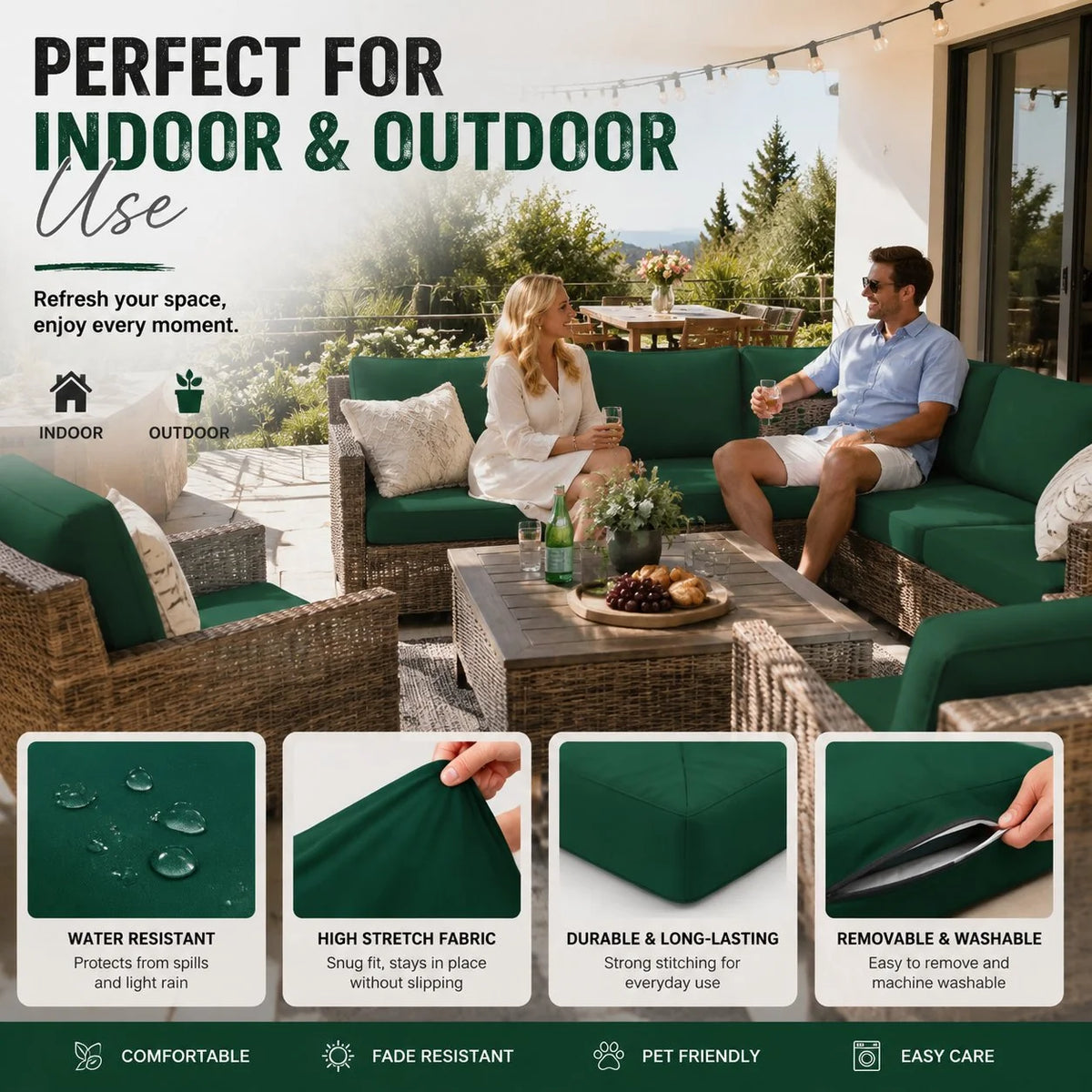 CushionLuxe – Stretch Sofa & Outdoor Cushion Covers